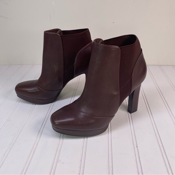Via Spiga Tocarra brown leather platform ankle booties - Picture 2 of 14